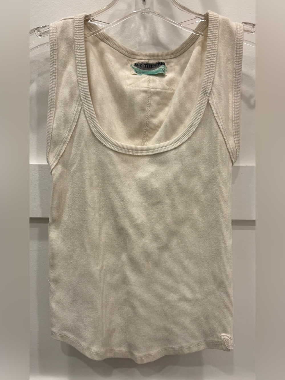 We The Free Off-White Ribbed Scoop Tank